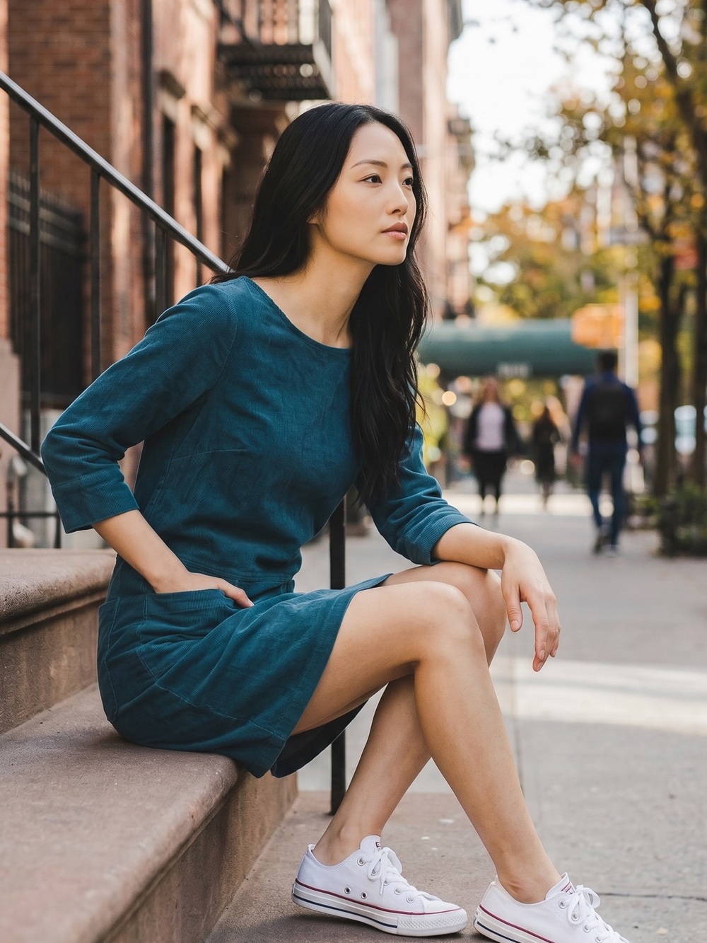 Boden Teal Corduroy Shift Dress - Picture 3 of 4